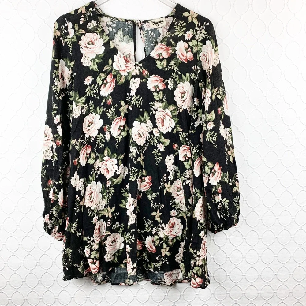 Show Me Your MuMu Courtney Loves Roses Floral Shift Dress Balloon Sleeves XS - Picture 5 of 8